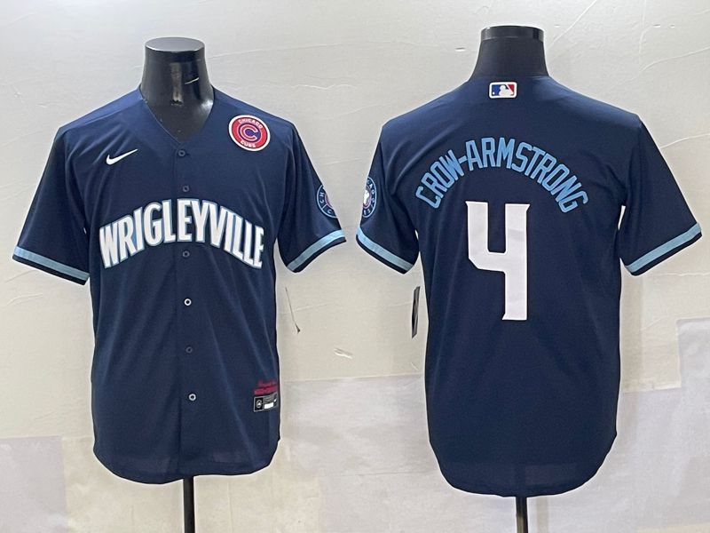Men Chicago Cubs #4 Crow-Armstrong Dark Blue City Edition 2025 Nike MLB Jersey style 18